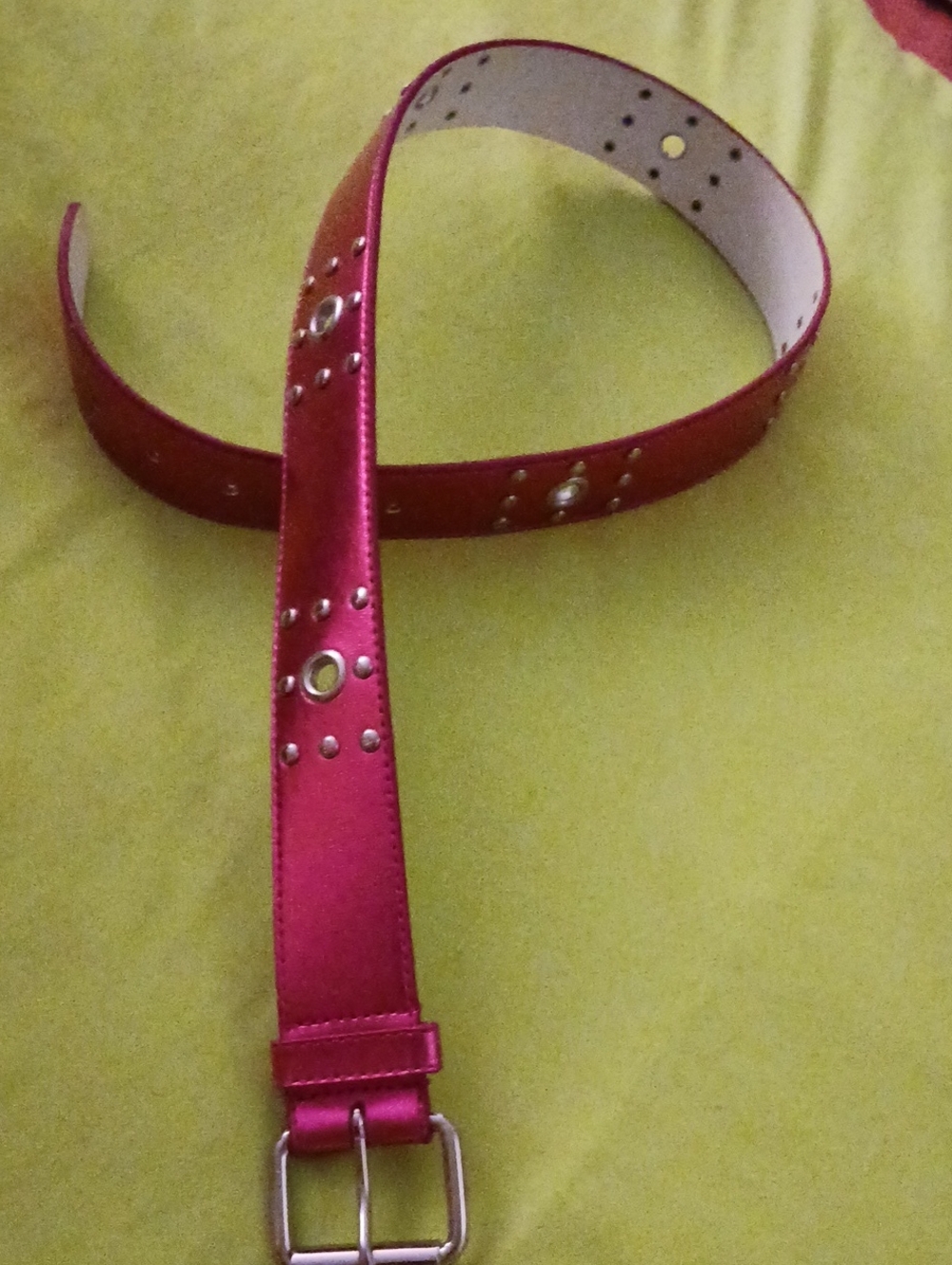 No Boundaries Pink Studded Belt with Metal Grommets
